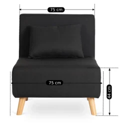 Fotele></noscript>MEBEL ELITE Fotel rozkładany z funkcją spania do salonu MALIE czarny