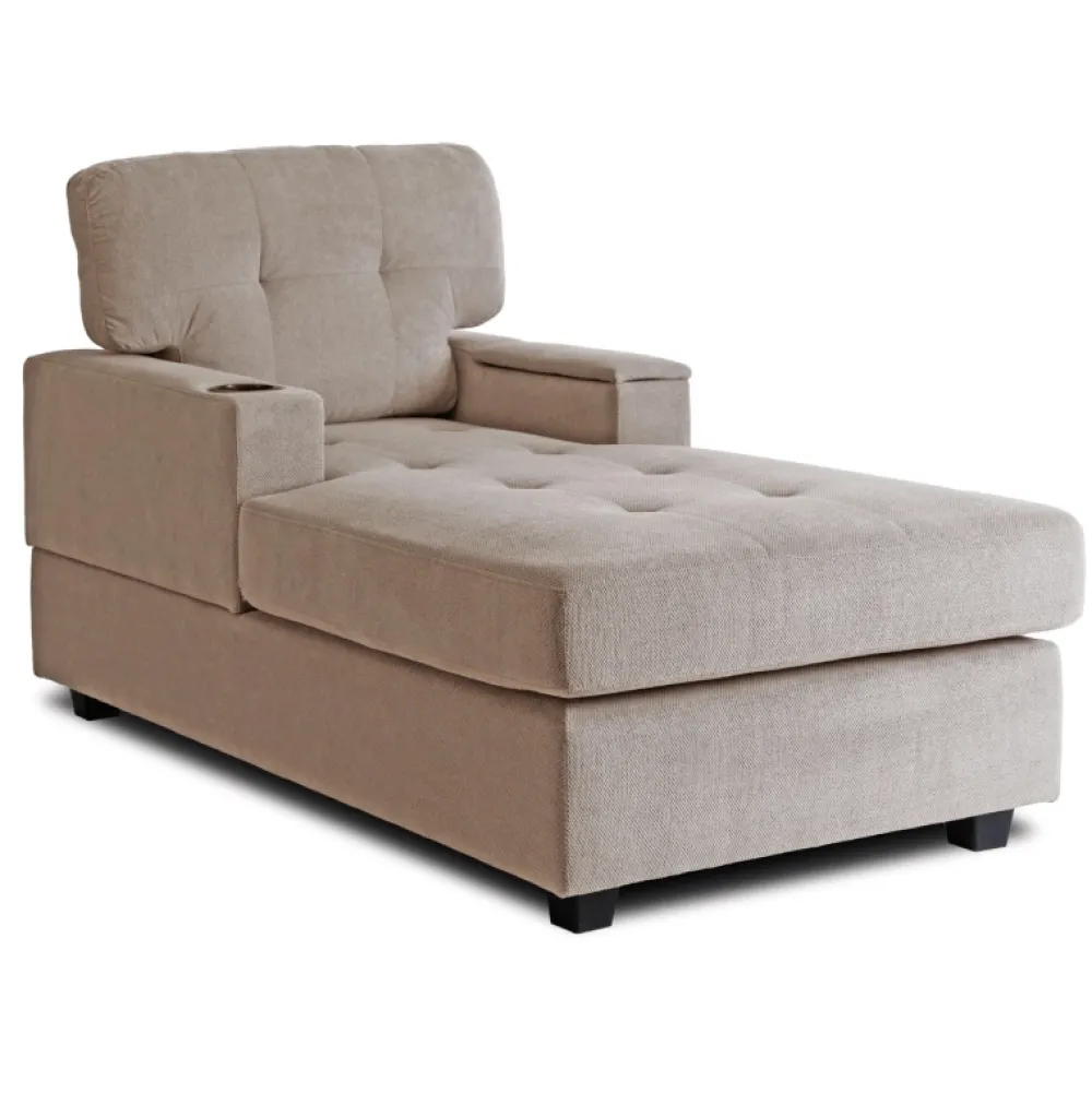 Fotele>MEBEL ELITE Fotel wypoczynkowy NUBEN z uchwytem na kubek Beżowy