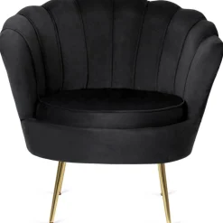 Fotele></noscript>MEBEL ELITE Fotel wypoczynkowy z podnóżkiem GISANO do salonu czarny welur