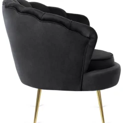 Fotele></noscript>MEBEL ELITE Fotel wypoczynkowy z podnóżkiem GISANO do salonu czarny welur