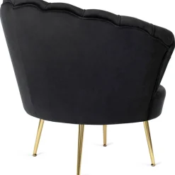 Fotele></noscript>MEBEL ELITE Fotel wypoczynkowy z podnóżkiem GISANO do salonu czarny welur