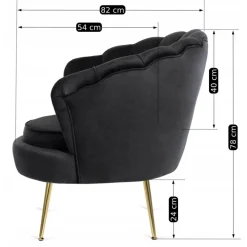 Fotele></noscript>MEBEL ELITE Fotel wypoczynkowy z podnóżkiem GISANO do salonu czarny welur
