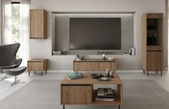 Zestawy Mebli Do Salonu|Szafki Rtv>Lempert Frezowana szafka RTV do salonu z szufladami 140 cm OMEGA