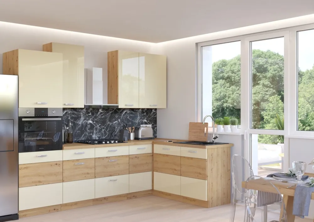 Meble Kuchenne>Lempert Front do zmywarki z zakrytym panelem sterującym 45 cm Krem połysk AGATA