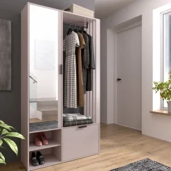 Garderoby></noscript>JARSTOL Garderoba do przedpokoju z drążkiem i półkami MORTIS kaszmir