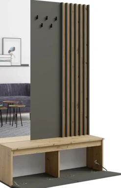 Garderoby|Zestawy Mebli Do Przedpokoju>MEBLOSIEK Garderoba do przedpokoju DORIOS dąb artisan front szary grafit
