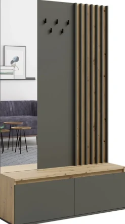 Garderoby|Zestawy Mebli Do Przedpokoju></noscript>MEBLOSIEK Garderoba do przedpokoju DORIOS dąb artisan front szary grafit