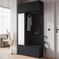 Garderoby>BRATEX Garderoba do przedpokoju TESSARO czarny grafit
