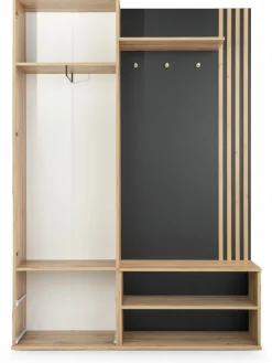 Zestawy Mebli Do Przedpokoju|Szafy Do Przedpokoju>Stolar Garderoba z lustrem i lamelami do przedpokoju 140 cm LAVO