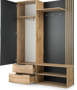 Garderoby></noscript>Stolar Garderoba z lustrem i lamelami do przedpokoju 140 cm LAVO