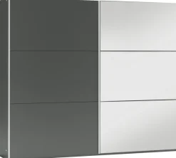 Szafy Dwudrzwiowe|Szafy Z Lustrem>Stolar owa duża szafa przesuwna z lustrem 250 cm VASCO grafit