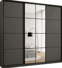 Szafy Trzydrzwiowe|Szafy Do Przedpokoju>BROMARKT owa duża szafa przesuwna 250 cm z lustrem EDGE MAX grafit