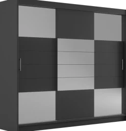 Szafy Trzydrzwiowe|Szafy Z Lustrem>Stolar Grafitowa dwudrzwiowa szafa przesuwna z lustrem 250 cm AMARA