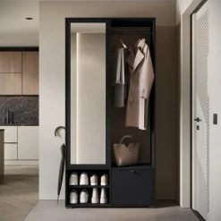 Garderoby></noscript>BRATEX owa garderoba z lustrem do przedpokoju 90 cm DORANO grafit