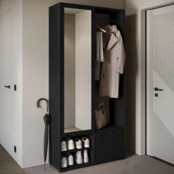Garderoby></noscript>BRATEX owa garderoba z lustrem do przedpokoju 90 cm DORANO grafit