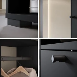 Garderoby></noscript>BRATEX owa garderoba z lustrem do przedpokoju 90 cm DORANO grafit