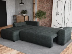 Meble Dla Dzieci|Narożniki>BROMARKT Grafitowa kanapa narożna z funkcją spania do salonu ROMEO