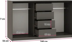 Komody></noscript>BROMARKT owa komoda 160 cm z szufladami i drążkami do sypialni LOFT grafit