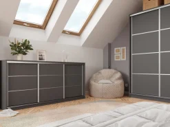 Komody></noscript>BROMARKT owa komoda przesuwna z szufladami 200 cm do sypialni TOP grafit