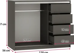 Komody></noscript>BROMARKT owa mała komoda z drzwiami przesuwnymi 120 cm TOP grafit