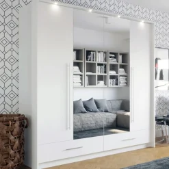 Szafy Młodzieżowe|Szafy Otwierane></noscript>Stolar owa nowoczesna szafa z lustrem i szufladami 209 cm TALOR grafit