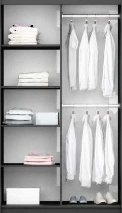 Meble Dla Dzieci|Zestawy Mebli Do Przedpokoju>Stolar owa szafa przesuwna z lustrem i półkami 120 cm VASCO grafit