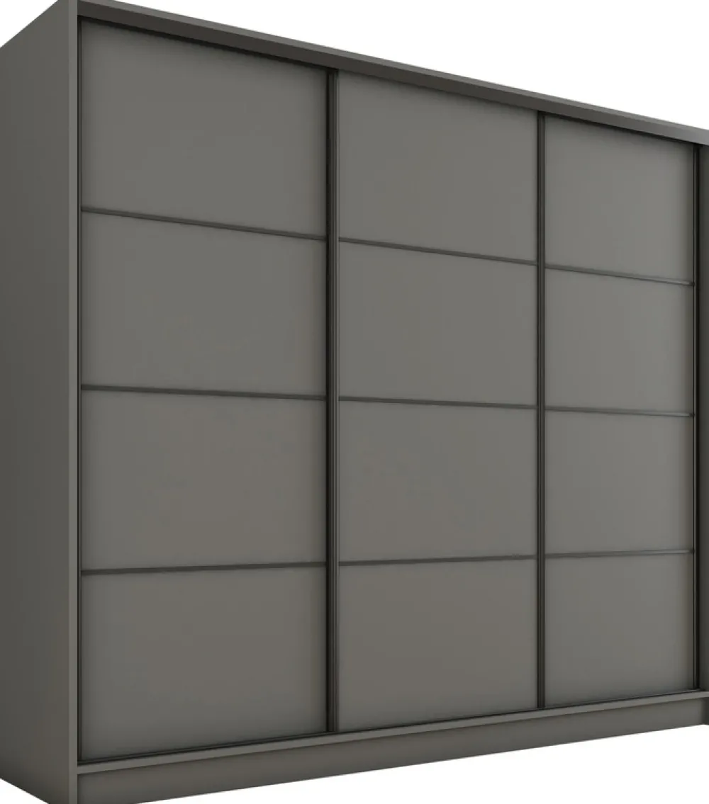 Zestawy Mebli Do Przedpokoju|Szafy Trzydrzwiowe>BROMARKT owa szafa przesuwna z szufladami i półkami 200 cm LOFT grafit