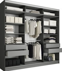 Zestawy Mebli Do Przedpokoju|Szafy Do Przedpokoju>BROMARKT owa szafa przesuwna z lustrem do sypialni TOP MAX 250 cm grafit