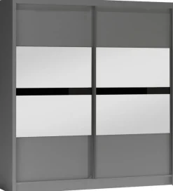 Szafy Dwudrzwiowe|Szafy Z Lustrem>Stolar owa szafa przesuwna z półkami i lustrem 203 cm BREGO grafit