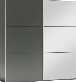 Szafy Dwudrzwiowe|Szafy Z Lustrem>Stolar owa szafa przesuwna z lustrem i półkami 200 cm VASCO grafit
