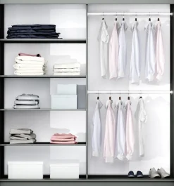 Szafy Dwudrzwiowe|Szafy Z Lustrem>Stolar owa szafa przesuwna z lustrem i półkami 200 cm VASCO grafit