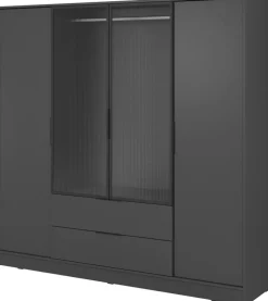 Szafy Młodzieżowe|Szafy Otwierane>PIASKI owa szafa uchylna z witryną 206 cm do sypialni KAMIS grafit