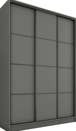 Zestawy Mebli Do Przedpokoju|Szafy Trzydrzwiowe>BROMARKT owa trzydrzwiowa szafa przesuwna 150 cm LOFT MAX grafit