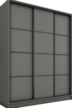 Zestawy Mebli Do Przedpokoju|Szafy Trzydrzwiowe>BROMARKT owa trzydrzwiowa szafa przesuwna 150 cm LOFT grafit