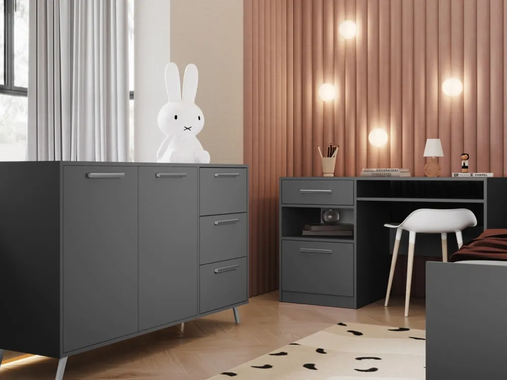 Biurka>Stolar owe biurko 125 cm z szafką do pokoju młodzieżowego BILL grafit