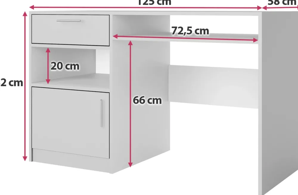 Biurka>Stolar owe biurko 125 cm z szafką do pokoju młodzieżowego BILL grafit
