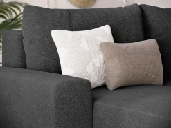 Narożniki></noscript>BROMARKT Grafitowy narożnik do salonu z funkcją spania PLUSH U boucle