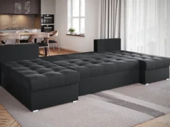 Narożniki>BROMARKT Grafitowy narożnik duży rozkładany do salonu HOT U SLIM z funkcją spania