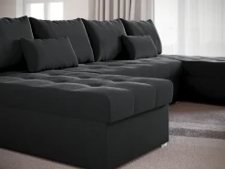 Narożniki></noscript>BROMARKT Grafitowy narożnik duży rozkładany do salonu HOT U SLIM z funkcją spania