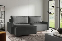 Meble Dla Dzieci|Narożniki></noscript>BROMARKT Grafitowy narożnik loft do salonu z funkcją spania i pojemnikiem NORTON