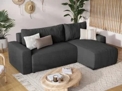 Meble Dla Dzieci|Meble Młodzieżowe></noscript>BROMARKT Grafitowy narożnik z funkcją spania i pojemnikiem PLUSH L baranek