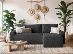 Meble Dla Dzieci|Meble Młodzieżowe></noscript>BROMARKT Grafitowy narożnik z funkcją spania i pojemnikiem PLUSH L baranek