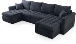 Narożniki>BROMARKT Grafitowy nowoczesny narożnik do salonu z funkcją spania LUIS U