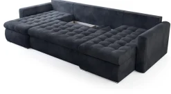 Narożniki></noscript>BROMARKT Grafitowy nowoczesny narożnik do salonu z funkcją spania LUIS U