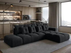 Narożniki></noscript>BROMARKT Grafitowy rozkładany narożnik do salonu nowoczesny RAMIRO