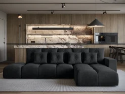 Narożniki></noscript>BROMARKT Grafitowy rozkładany narożnik do salonu nowoczesny RAMIRO