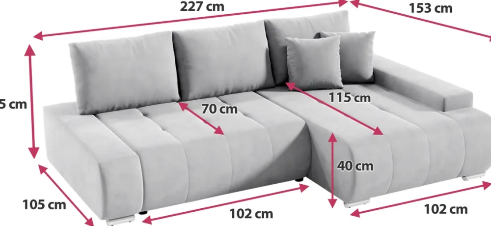 Meble Dla Dzieci|Meble Młodzieżowe>BROMARKT Granatowa kanapa narożna z funkcją spania do salonu VANESSA