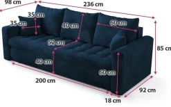 Meble Młodzieżowe|Kanapy I Sofy></noscript>BROMARKT Granatowa kanapa rozkładana z funkcją spania do salonu LUIS
