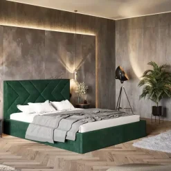 Łóżka Młodzieżowe|Łóżka Z Zagłówkiem></noscript>Riban Granatowe łóżko 140x200 cm do sypialni BATOR