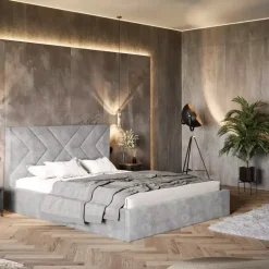 Łóżka Młodzieżowe|Łóżka Z Zagłówkiem></noscript>Riban Granatowe łóżko 140x200 cm do sypialni BATOR